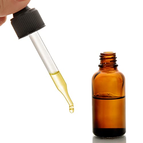 4 Pack, 1 oz Amber Glass Dropper Bottles Plus 2pcs Graduated Calibrated Glass Pipettes (1ml)- 30ml Dark Brown Tincture Bottles with Eye Droppers for Essential Oils, Liquids - Leakproof Travel Bottle - style: Plus 2 Graduated Pipettes