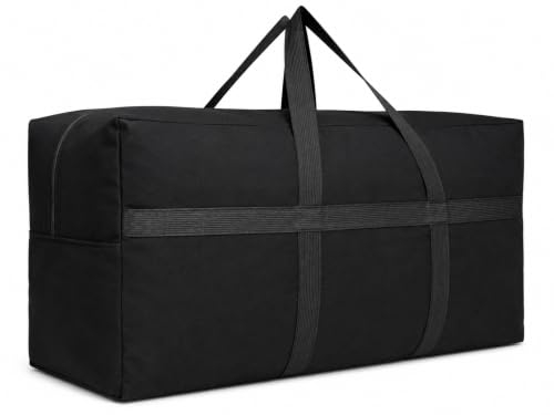 DoYiKe Extra Large Storage Duffle Bag with Zippers and Handles, Big Foldable Duffle Bag for Travel - color: Black Canvas, size: xsmall - 23.6"l x 11.8"w x 13.4"h