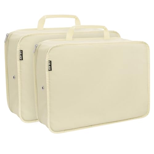 Extra Large Compression Packing Cubes for Travel Essentials, 2 Set Expandable Travel Cubes for Packing Bags Suitcase Organizer, Beige - color: Oxford Cream, size: X-Large