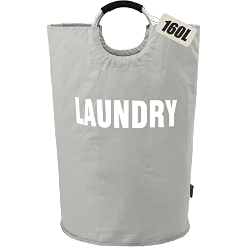 DOKEHOM 160L XX-Large Laundry Basket (7 Colors), Collapsible Laundry Bag, Foldable Laundry Hamper, Folding Washing Bin (Grey, XXL) - color: Light Grey, size: 160L