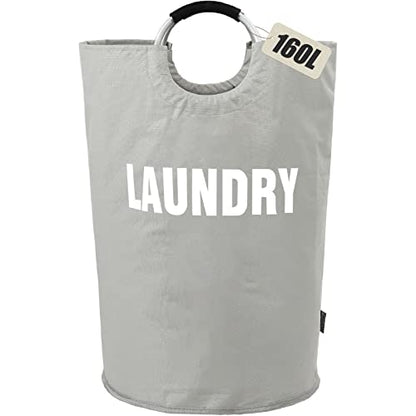DOKEHOM 160L XX-Large Laundry Basket (7 Colors), Collapsible Laundry Bag, Foldable Laundry Hamper, Folding Washing Bin (Grey, XXL) - color: Light Grey, size: 160L
