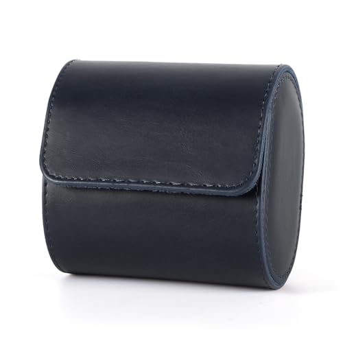 Double Leather Watch Box, Vintage Watch Roll Travel Case for Men and Women, Blue - color: Blue, size: Double
