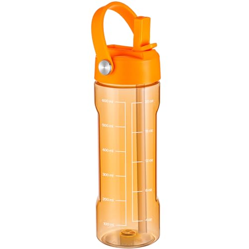 GOPPUS 20oz Clear Water Bottle with Flip Straw, Lightweight, Leakproof, Easy Carry and BPA-Free, Tritan Water Bottlefor Sport, Travel, Outside (Orange) - color: Orange, size: 20 Ounces