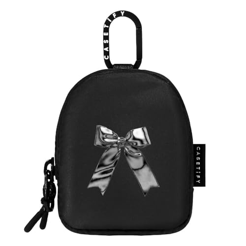 CASETiFY Earbuds Pouch - Metallic Ribbon - Black - color: Metallic Ribbon