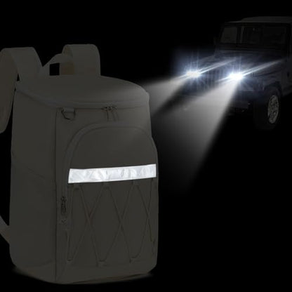 Backpack Cooler Backpack 26 Cans Insulated Leak Proof for Women Men Beach Camping Picnic Fishing Hiking Lunch Backpack Waterproof Cooler - color: Beige, size: Medium