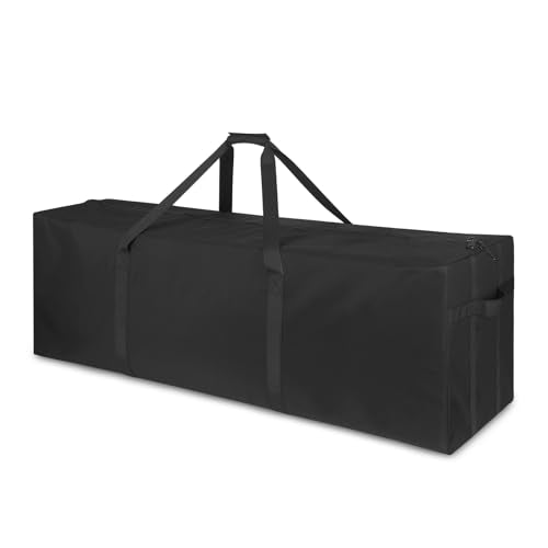 TOPDesign 1-Pack 58 Inch Extra Extra Large Zippered Duffel Bag for Travel Camping Sports Equipment Storage, Waterproof Foldable Luggage Bag with Padded Handles (Black) - color: Black, size: 58 Inches