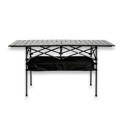 Outdoor Folding Table, 7.93LBS Ultralight Camping Table with Built-in Storage & Carry Bag, 225LBS Heavy Duty Aluminum Tabletop Carbon Steel Frame for Camping, Picnic, Beach, BBQ - color: Black