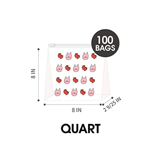 Quart Resealable Slider Food Storage Bags, 100 Count, Fun Designs, 4 Different Fun Patterns, Zero BPA, Lunch, Trips, Parties & More - size: 0.25 Gallon