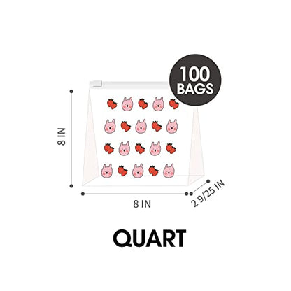 Quart Resealable Slider Food Storage Bags, 100 Count, Fun Designs, 4 Different Fun Patterns, Zero BPA, Lunch, Trips, Parties & More - size: 0.25 Gallon