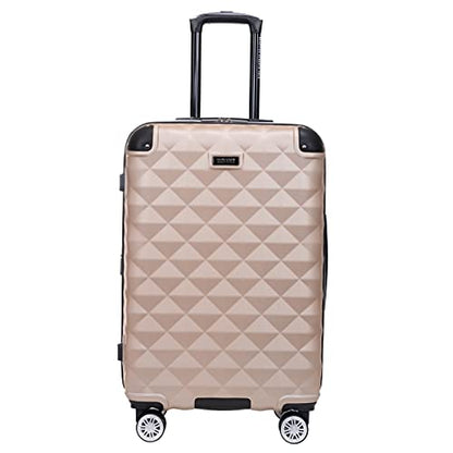 Kenneth Cole REACTION Diamond Tower Collection Lightweight Hardside Expandable 8-Wheel Spinner Travel Luggage, Rose Champagne, 24-Inch Checked - color: Rose Champagne, size: 24-Inch Checked