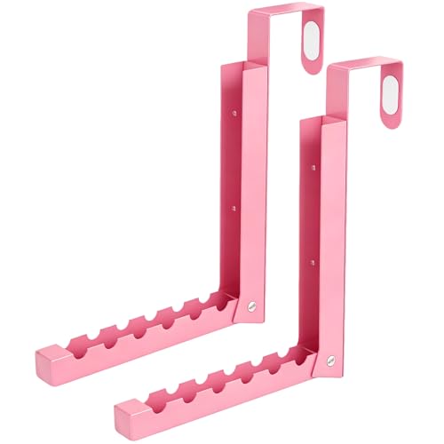 2 Pack Pink Over The Door Hooks, Cute Over The Door Hanger, Folding Over The Door Drying Rack for Laundry,Foldable Over The Door Clothes Hanger,Small Clothes Drying Rack for Dorm Portable - color: pink-2