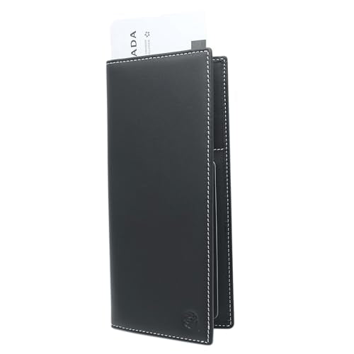 Genuine Leather RFID Blocking Long Passport Holder Passport Cover (Grey) - color: Grey