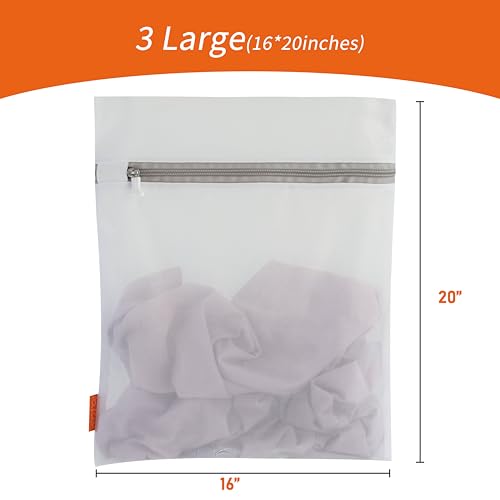 Polecasa Mesh Laundry Bags 3 Pack 16 x 20" (Large) - Durable Zipper Wash Bags for Delicates, Lingerie, Bras, Underwear - Protect Garments in Washing Machine - size: 3 Large