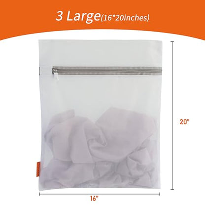 Polecasa Mesh Laundry Bags 3 Pack 16 x 20" (Large) - Durable Zipper Wash Bags for Delicates, Lingerie, Bras, Underwear - Protect Garments in Washing Machine - size: 3 Large