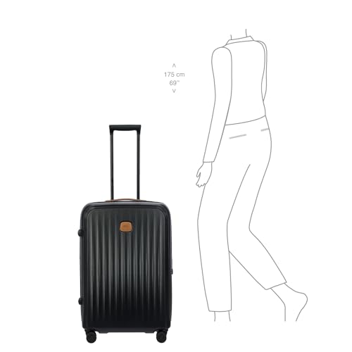 Bric's Taormina Ultra-Light Checked Luggage – Expandable Hard Shell Suitcase with TSA Lock, Anti-Tamper Zippers & 360 Spinner Mobility Wheels - 27 Inch, Black - color: Black, size: Checked-Medium