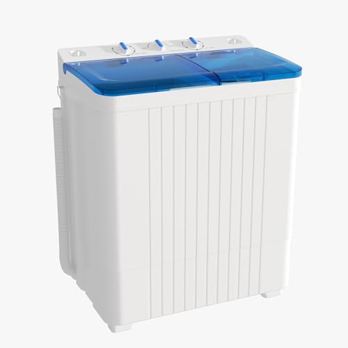Greenvelly Portable Washing Machine, 28lbs Twin Tub Washer and Dryer Combo, 410W Wash Power, Compact Mini Washer with Soak & Spin Cycle for Apartment, Dorm, RV & Camping, Blue - color: Blue White, size: 28lbs