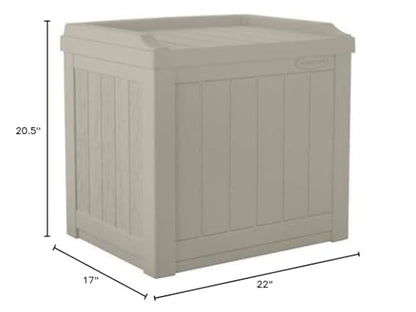 Suncast Outdoor Storage Box - 22 Gallon Light Taupe Resin Outdoor Deck Box with Seat, Weatherproof Patio Storage Bin Container for Keeping Cushions, Tools & Towels for Pool, Yard, & Garden