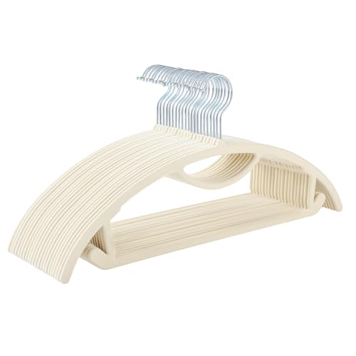 MIZGI Premium Velvet Hangers 50-Pack,No Shoulder Bump Hangers W/Tie Bar Ultra Thin Space Saving Non Slip Hanger Heavy Duty Felt Rounded Clothes Hanger for Sweaters,Coat,Jackets,Pants,Shirts - color: Ivory, size: 50 Pack