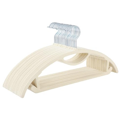 MIZGI Premium Velvet Hangers 50-Pack,No Shoulder Bump Hangers W/Tie Bar Ultra Thin Space Saving Non Slip Hanger Heavy Duty Felt Rounded Clothes Hanger for Sweaters,Coat,Jackets,Pants,Shirts - color: Ivory