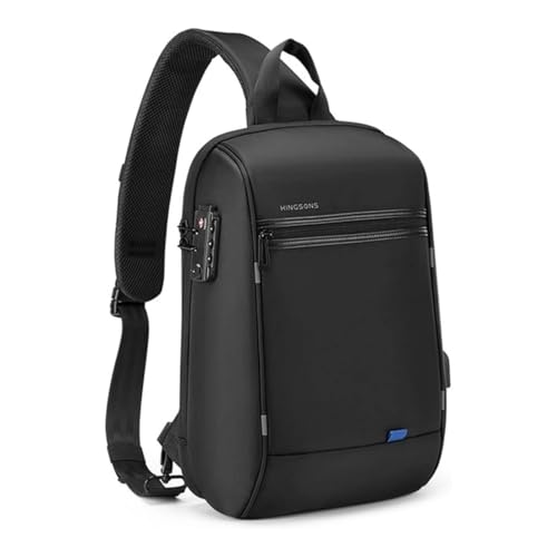 Kingsons Laptop Sling Backpack Anti Theft Bag,Hiking Daypack 13 Inch Waterproof Nylon Travel Bags for Men, Single Shoulder Camping Dayback with USB Charging Port for Traveling - color: Ks3165g