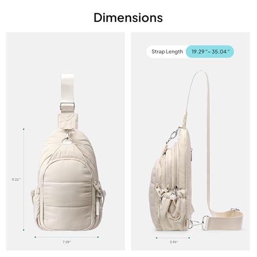 TOPEAST Sling Bag for Women, Anti-Theft Crossbody Bag with RFID Blocking & Water Bottle Holder for Travel, Water-resistant - color: Beige