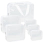 APREUTY Clear Makeup Bags, TSA Approved 6 Pcs Cosmetic Makeup Bags Set Clear PVC with Zipper Handle Portable Travel Luggage Pouch Airport Airline Vacation Organization (Bright White) - color: Bright White-6PCS (Large+Medium+Small)