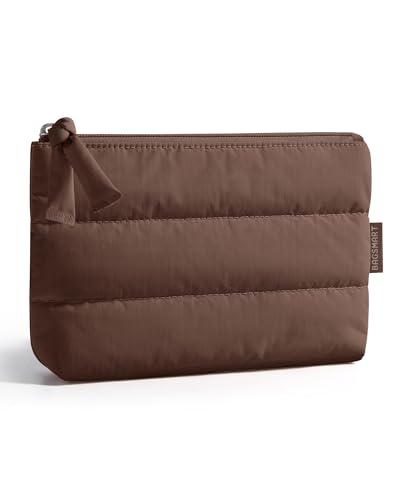 BAGSMART Small Puffy Water-Resist Makeup Bag for Women - color: Coffee Brown, size: Small