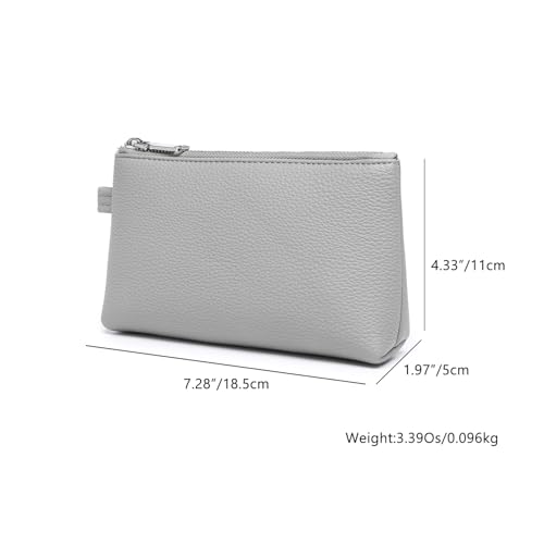 30 Color PU Faux Leather Travel Toiletry Bag for Women, Mini Cosmetic Pouch Organizer with 2 Dividers, Easy Clean Makeup Bag for Purse, Gift Idea (PU Faux Leather/Shark Gray) - color: PU/Shark Gray
