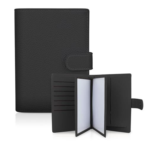 FuninCrea Passport Wallet with 22 Card Slots, Faux Leather Passport Holder for Travel Portable Travel Wallet for Women and Men (Black) - color: Black