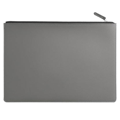 PU Leather A4 File Folder Zipper Document Holder Envelope Folder Case for Receipt Contract (Gray) - color: Gray