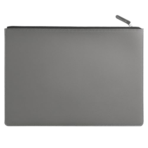 PU Leather A4 File Folder Zipper Document Holder Envelope Folder Case for Receipt Contract (Gray) - color: Gray