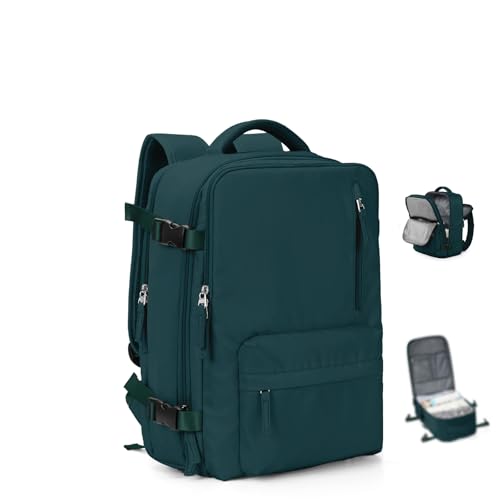VGCUB Large Travel Backpack with Vacuum System Carry on Personal Item Storage Compression Seal Bags for Clothing with Pump Work Business Vacpack Laptop Backpack for Women Men Peacock Blue