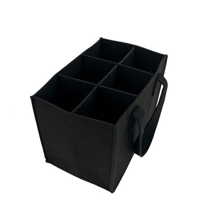 6 Bottle Wine Carrier with Divider Felt Wine Storage Tote Bag, Portable Reusable Wine Travel Bag with Handle for Christmas Travel Camping Picnic Party(black) - color: black