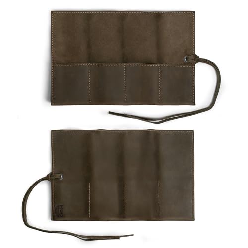 Hide & Drink, Leather Watch Roll Organizer Handmade from Full Grain Leather, Holds Up to 4 Watches, Easy Carry On Watchlover Storage (Dark Jade) - color: Dark Jade