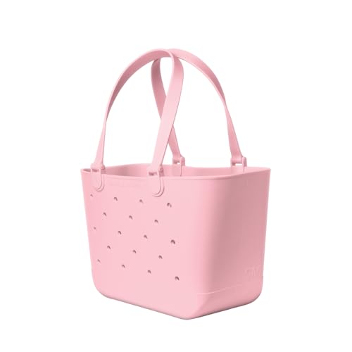 Simple Modern Large Beach Bag | Waterproof Getaway Rubber Tote with Zipper Pocket for Travel, Pool, Boat, Groceries, Sports | Blush - color: Blush, style: Large