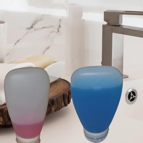 Travel Bottles for Toiletries, TSA Approved 3oz Leak Proof Silicone Soft Refillable Squeeze Travel Size Containers BPA Free for Cleansers, Lotions, Shampoo, Conditioner 3pk (Clear) - color: Clear- Transparent