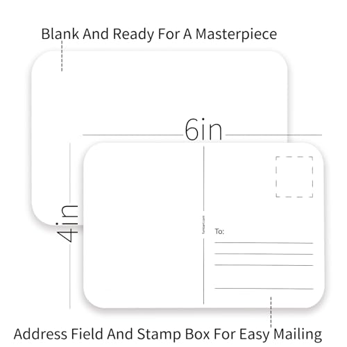 Funto Blank Watercolor Paper Postcards, 50 Cards, 4x6, 140lb/300gsm, Acid-Free Heavyweight Art Paper for Thank You Notes & Greeting Cards - style: 4x6 Postcards