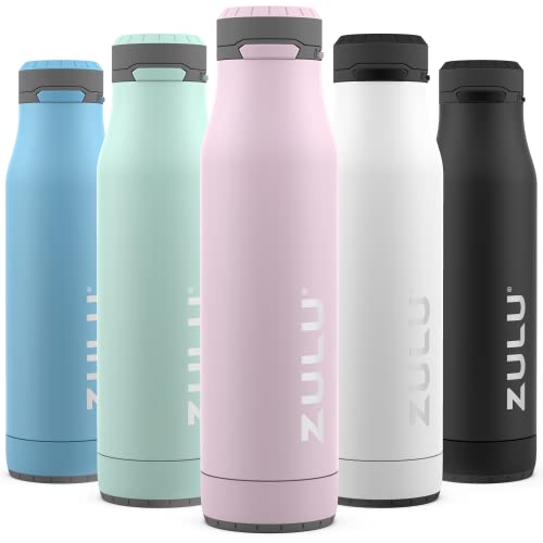 ZULU Ace 24oz Stainless Steel Water Bottle with Chug Spout and Removable Base | Vacuum Insulated Reusable Bottle with Leak Proof Lid for School, Gym, and Travel, Bike Cage Compatible, Gift Ready, Pink - color: Pink Cashmere