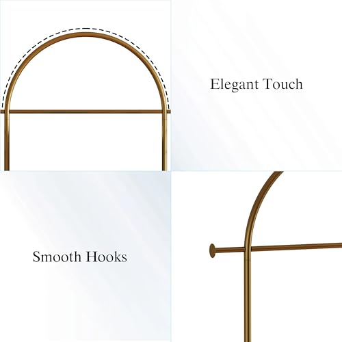 Gold Clothing Rack,Freestanding Coat Rack with Faux Marble shevles,Modem Arch Gold Garment Rack with shoes rack for Small Spaces,Bedroom, Entryway