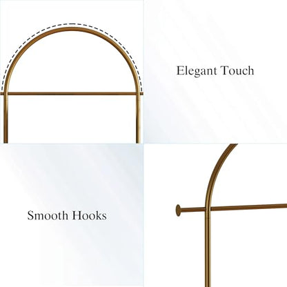 Gold Clothing Rack,Freestanding Coat Rack with Faux Marble shevles,Modem Arch Gold Garment Rack with shoes rack for Small Spaces,Bedroom, Entryway