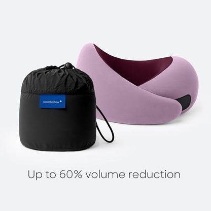 Ostrichpillow Go Neck Pillow, Travel Pillows for Airplanes, Premium Memory Foam Travel Pillow, 360º Ergonomic Design, Asymmetrical Sides, Travel Bag Included, Washable Modal Cover - color: Dusk