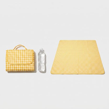 Loulangems Extra Large 2m x 2m Orange Plaid Picnic Mat, Sandproof Waterproof Outdoor Blanket, Orange Plaid Picnic Blanket for Campin and Hiking, Machine Washable