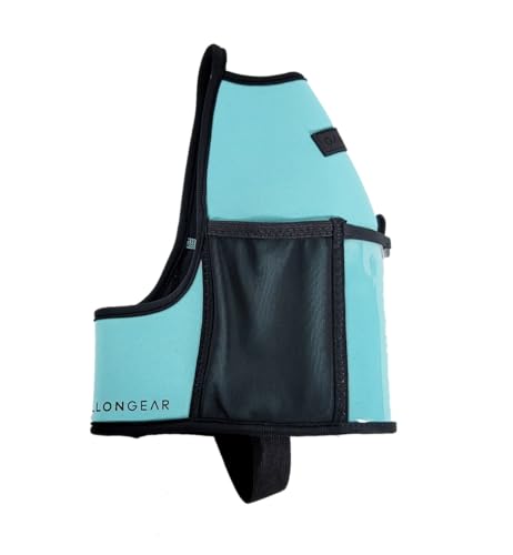 Half-Gallon Fitness Hydration Cover | Neoprene Insulated Cooling & Portable Gym Water Bottle Carrier | CASE with Storage Pockets - color: Aqua
