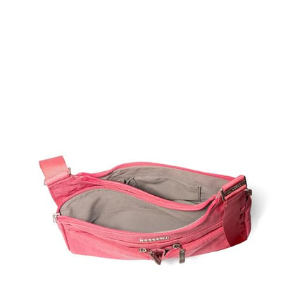 Baggallini Crossbody Travel Bag 11x8.5 Lightweight Water-resistant Nylon Handbag - color: Flamingo