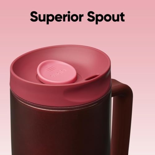 Owala SmoothSip Slider Stainless Steel Insulated Travel Mug with Handle, 100% Leak Proof, For Hot and Cold Drinks, Travel Friendly with Sliding Lock Lid, BPA Free, 24 oz, Black Cherry - color: Black Cherry, size: 24 Ounces
