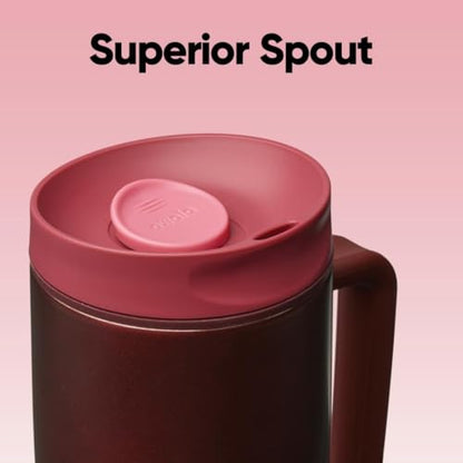 Owala SmoothSip Slider Stainless Steel Insulated Travel Mug with Handle, 100% Leak Proof, For Hot and Cold Drinks, Travel Friendly with Sliding Lock Lid, BPA Free, 24 oz, Black Cherry - color: Black Cherry, size: 24 Ounces