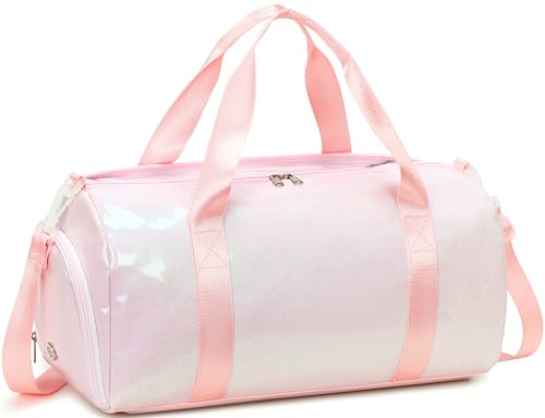 Gym Bag Sports Duffle Bag with Wet Pocket Weekender Overnight Bags with Waterproof Shoe Pouch and Air Hole for Girls Kids Women Workout Travel Bags (Light Pink) - color: Light Pink