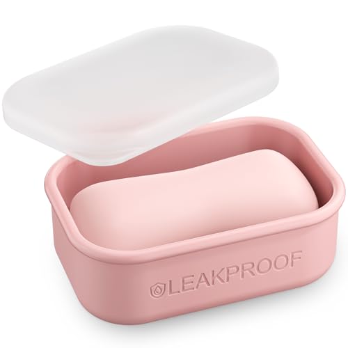 Quatish Compact Leakproof Travel Soap Case, Silicone Soap Box with Draining Layer, Enhanced Soap Container, Suitable for Camping, Gym, Bathroom, Outdoor Essentials, Pink - color: Pink, size: Regular