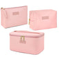 MAANGE Travel Makeup Bag - Large Makeup Bag with 2pcs Small Makeup Bag Portable Leather Cosmetic Bag Toiletry Bag Make Up Bags for Women and Girls (Pink) - color: Pink