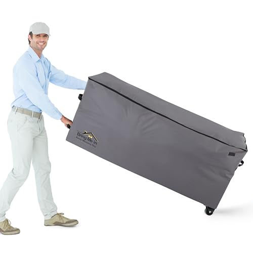 NettyPro Rolling Cushion Storage Bags with Wheel and Handle, Outdoor Patio Large Storage Container for Furniture Pillow Christmas Tree 9 Ft, 65 x 20 x 28 Inch, Grey - color: Grey, size: 1 Pack-65L x 20W x 28H